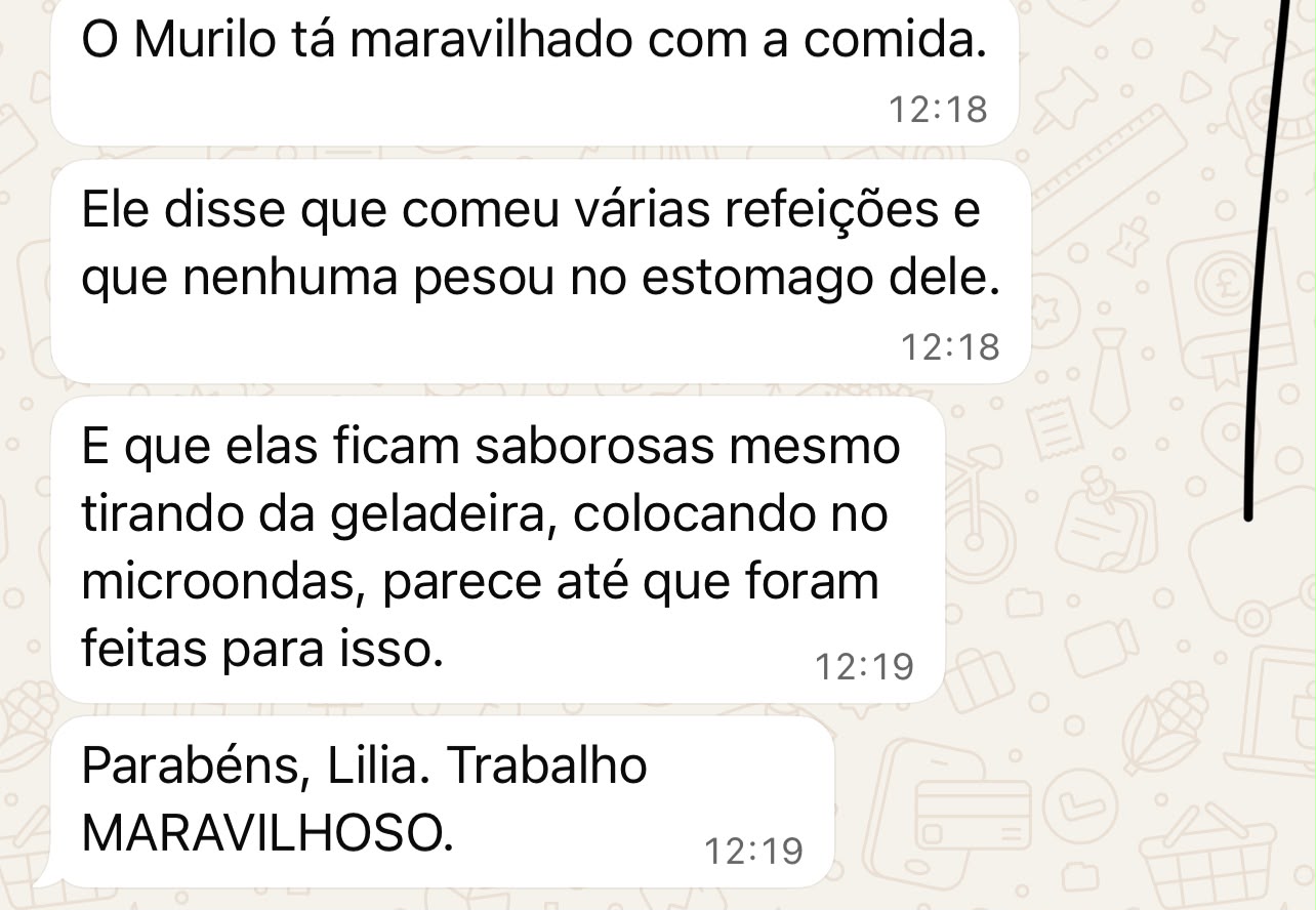 Depoimento de cliente no WhatsApp